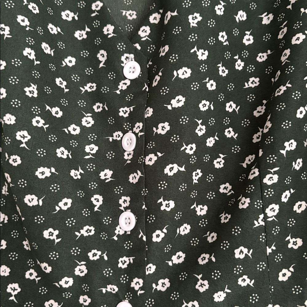 SHEIN Dark Green Floral Midi Dress - Picture 3 of 3